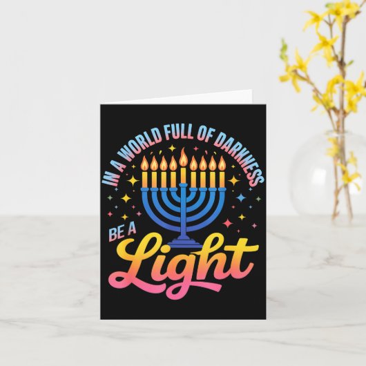 Be A Light Happy Hanukkah Menorah Jewish Gift  カード (黄色い花)