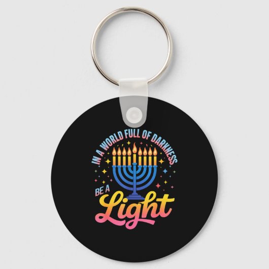 Be A Light Happy Hanukkah Menorah Jewish Gift  キーホルダー (正面)