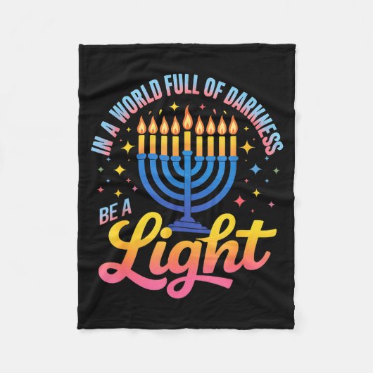 Be A Light Happy Hanukkah Menorah Jewish Gift フリースブランケット (正面)