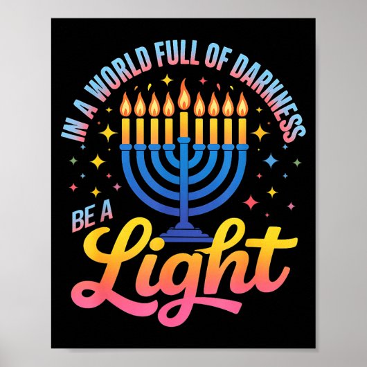 Be A Light Happy Hanukkah Menorah Jewish Gift  ポスター (正面)