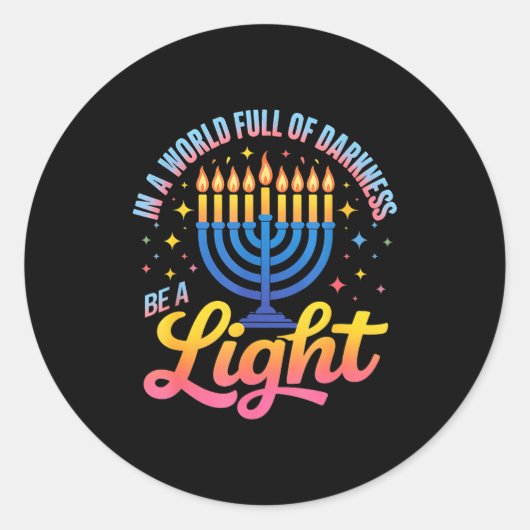 Be A Light Happy Hanukkah Menorah Jewish Gift  ラウンドシール (正面)