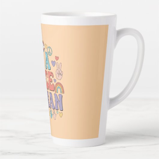 Be a Nice Human - Kinderness Rainbow Peace引用文 カフェラテマグ (右)