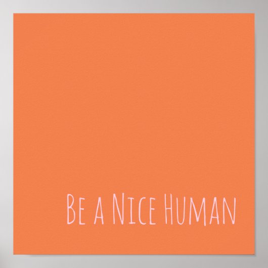 Be a Nice Human Kindness Sayings Pink Orange ポスター (正面)