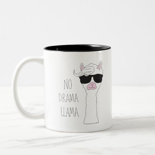 Be a No Drama Art Cartoon Art Llama Art Pun ツートーンマグカップ (左)