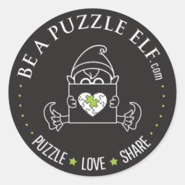 Be A Puzzle Elf – PUZZLE. LOVE. SHARE Sticker ラウンドシール