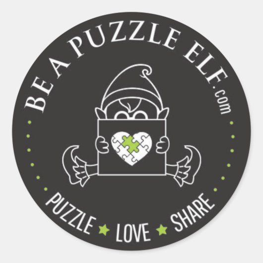 Be A Puzzle Elf – PUZZLE. LOVE. SHARE Sticker ラウンドシール (正面)