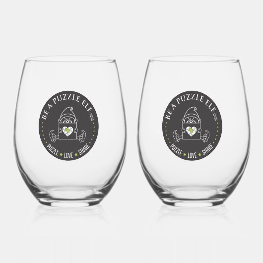 Be A Puzzle Elf — Water Bottle /Tumbler ステムなしワイングラス (正面)