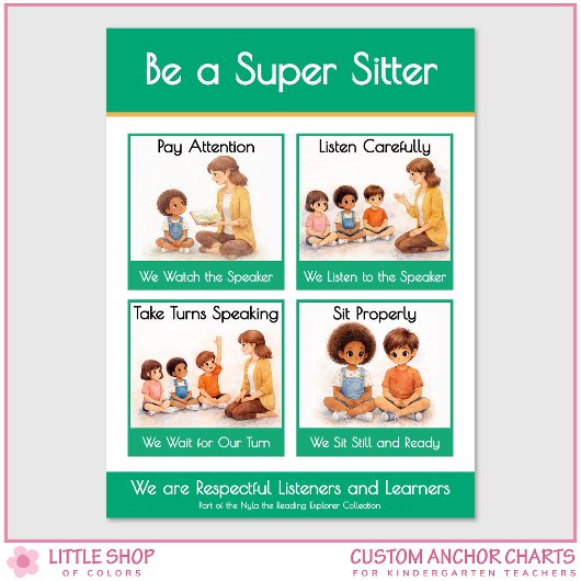 Be a Super Sitter Classroom Anchor Chart Poster ポスター