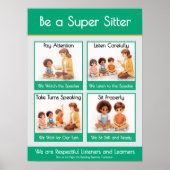 Be a Super Sitter Classroom Anchor Chart Poster ポスター (正面)