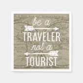Be a Traveler Not a観光客マップタイポグラフィ引用文 スタンダードカクテルナプキン (正面)