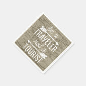 Be a Traveler Not a観光客マップタイポグラフィ引用文 スタンダードカクテルナプキン (角)