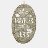 Be a Traveler Not a観光客マップタイポグラフィ引用文 セラミックオーナメント (左)