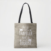 Be a Traveler Not a観光客マップタイポグラフィ引用文 トートバッグ (正面)