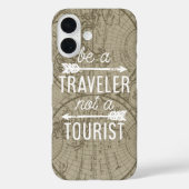 Be a Traveler Not a観光客マップタイポグラフィ引用文 Case-Mate iPhoneケース (裏面)