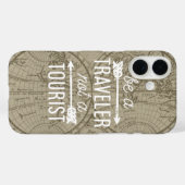 Be a Traveler Not a観光客マップタイポグラフィ引用文 Case-Mate iPhoneケース (裏面 (横))