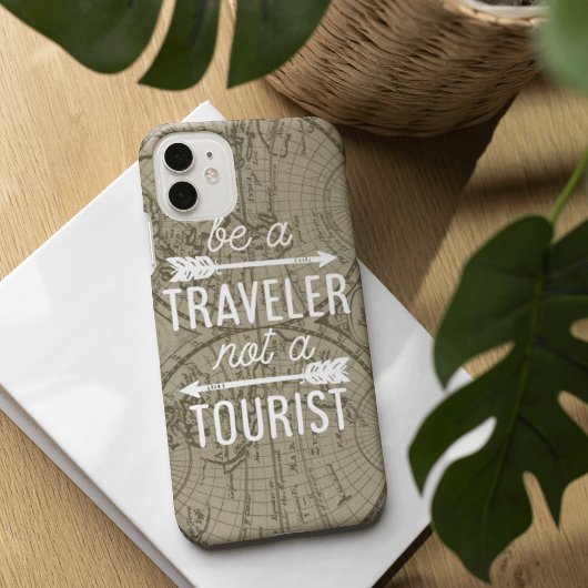 Be a Traveler Not a観光客マップタイポグラフィ引用文 Case-Mate iPhoneケース