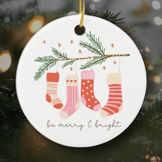 Be and Bright メリー Red & White Christmas Holiday セラミックオーナメント