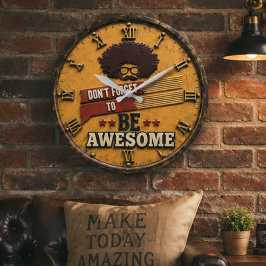 Be Awesome Retro Motivational Home Office Decor ラージ壁時計