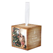 Be, Be メリー Bright 3フォトクリスマスファミリーウッド キューブオーナメント (正面アングル)