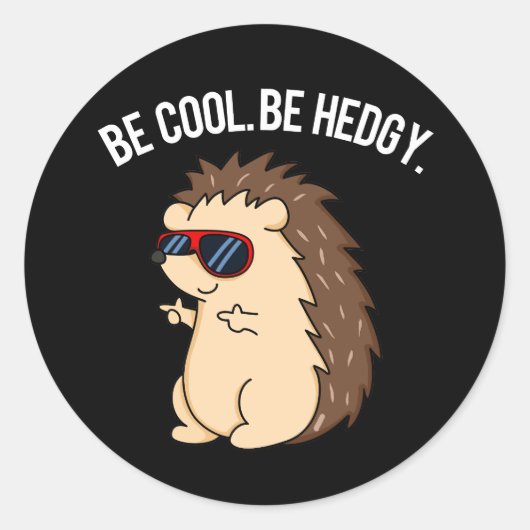Be Be Hedgyクール HedgehogプおもしろいンDark BG ラウンドシール (正面)
