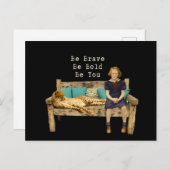 Be Braveヴィンテージスクールガール&チーターカンピー ポストカード (正面/裏面)