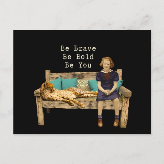 Be Braveヴィンテージスクールガール&チーターカンピー ポストカード (正面)