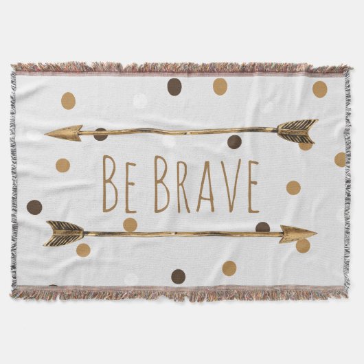 Be Brave金ゴールドアローズ水玉模様 スローブランケット (正面)