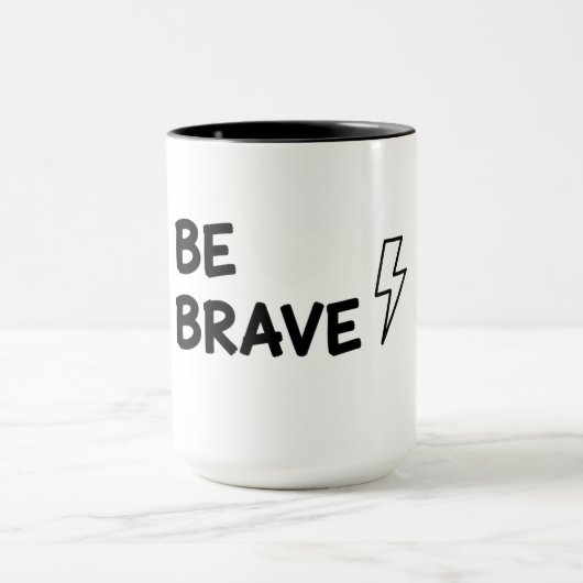 Be Brave Motivational Quote with Lightning Bolt De マグカップ (中央)