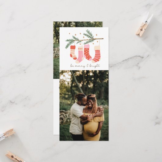 Be & Bright メリー Christmas Vertical 2写真 カード (正面/裏面インサイチュ)