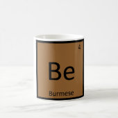 Be - Burmese Cat Python化学要素シンボル コーヒーマグカップ (中央)