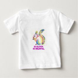 Be Clever. Be Colorful - Watercolor Squirrel ベビーTシャツ