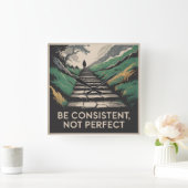 Be Consistent, Not Perfect スクエア壁時計 (ホーム)