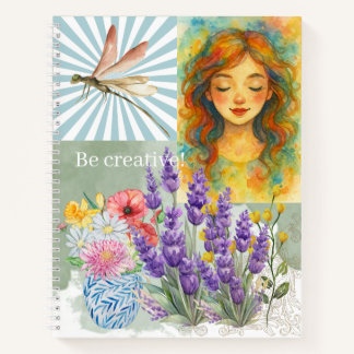 Be Creative Elegant collage watercolor artwork ノートブック