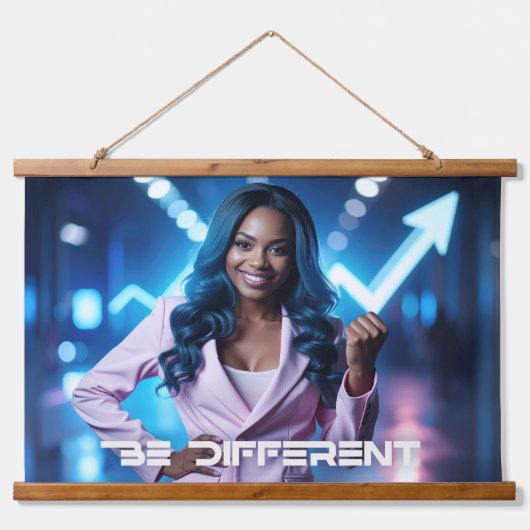 BE DIFFERENT 吊り下げ型タペストリー (正面)