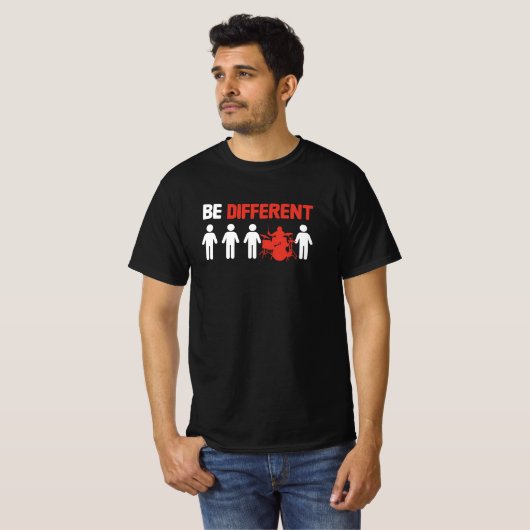Be Different - Funny Drummer Tシャツ (正面フル)