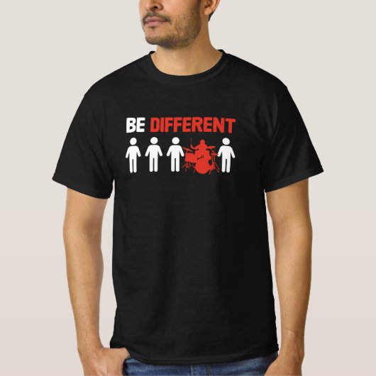Be Different - Funny Drummer Tシャツ (正面)