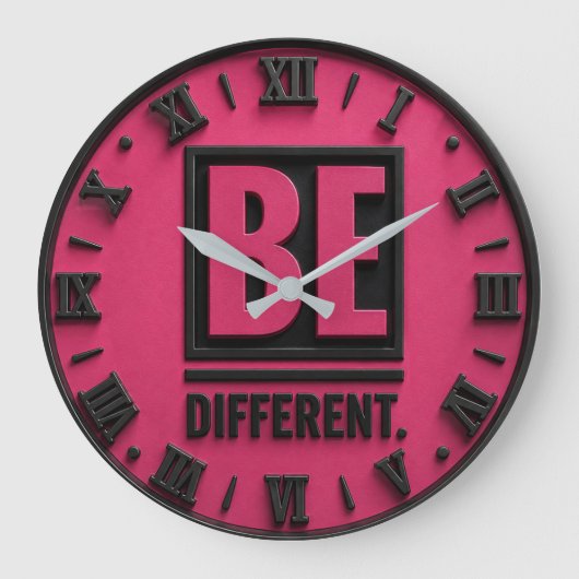 Be Different Motivational Home Office Decor Gift ラージ壁時計 (正面)