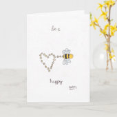 「Be-e Happy」折り畳みグリーティングカード カード (黄色い花)