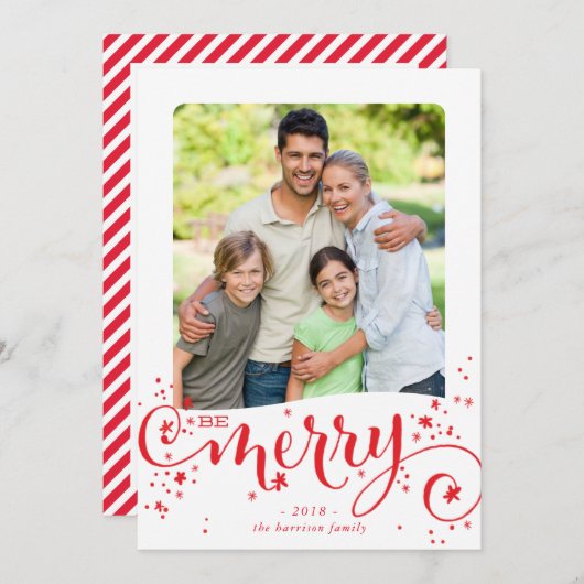BE FAMILY写真メリーおもしろいスクリプモダント赤 シーズンカード (正面/裏面)