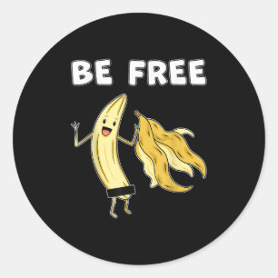 Be Free おもしろい Banana Graphic Fruit Lover Freedom H ラウンドシール