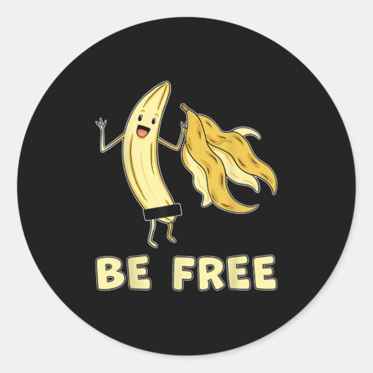 Be Free おもしろい Banana Graphic Fruit Lover Freedom H ラウンドシール (正面)