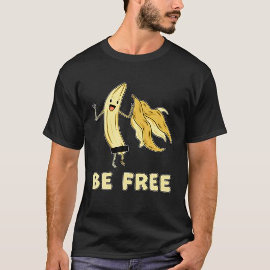 Be Free おもしろい Banana Graphic Fruit Lover Freedom H Tシャツ (正面)