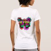 Be Free – 蝶カラフルと花Hippie Tシャツ (裏面)