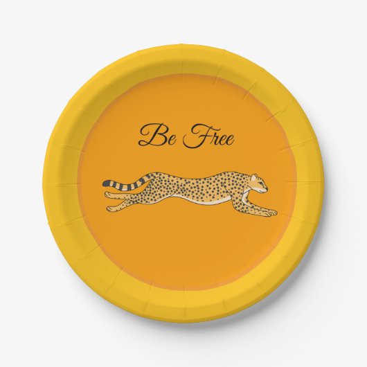 Be Free Running Cheetah Paper Plates ペーパープレート (正面)