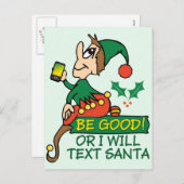 Be Good Saysクリスマス小妖精や小人 シーズンポストカード (正面/裏面)