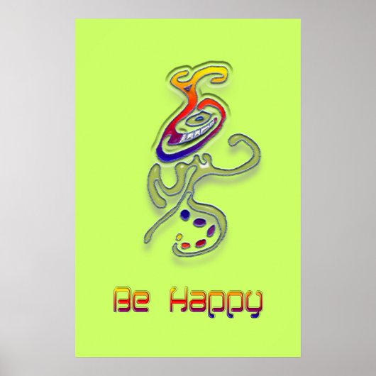Be Happyエイリアン、抽象芸術 ポスター (正面)