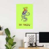 Be Happyエイリアン、抽象芸術 ポスター (ホームオフィス)