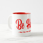 Be Happyタイポグラフィ文字 ツートーンマグカップ (正面左)