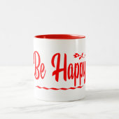Be Happyタイポグラフィ文字 ツートーンマグカップ (中央)