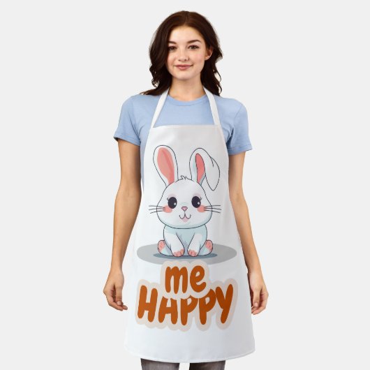 Be Happyタイポグラフィ エプロン (着用した状態)